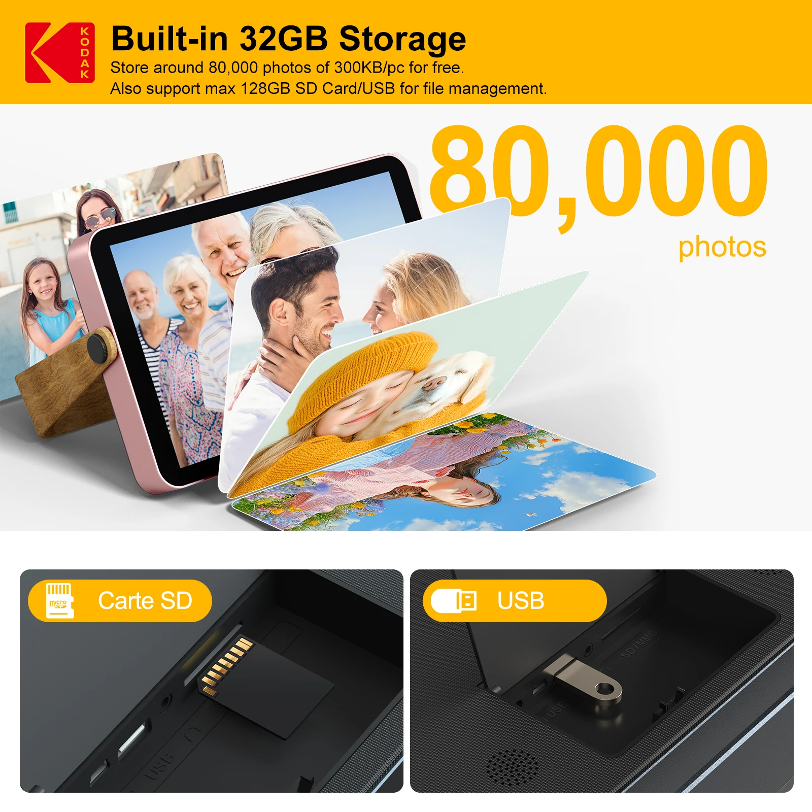 Kodak 10 Inch WiFi Digital Picture Frame Built-in Battery 1280*800 IPS Touch Screen,16GB Storage Instant Wireless Sharing Photo