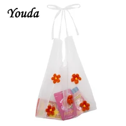 Youda Original Flower Embroidery Organza Ladies Shoulder Bag Student Simple Style Handbag Fashion Woman Light Shopping Tote