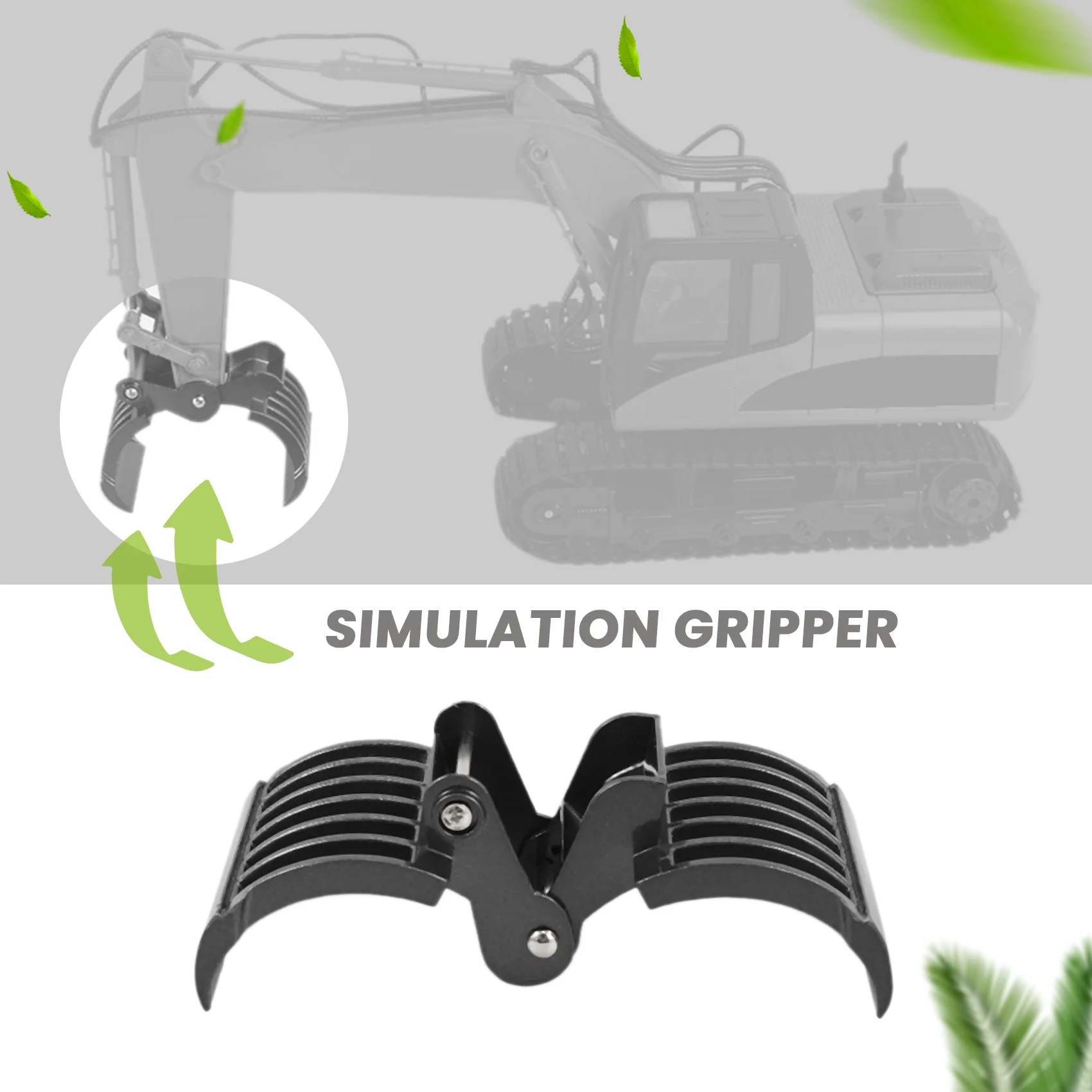 Metal 570 Simulation Claw Gripper Pickup Hand for HuiNa 570 1570 Excavator Toys 1/14 16 Channel RC Car Parts,Black