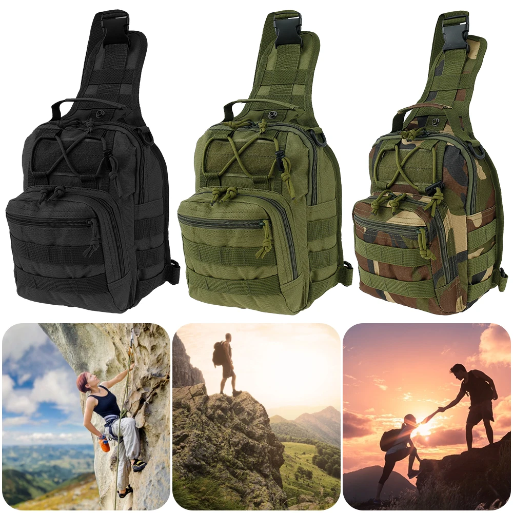 Sling Bag Tactical Shoulder Backpack Non-Slip Breathable Outdoor Waist Bag with Adjustable Strap for Men Outdoor Running Cycling