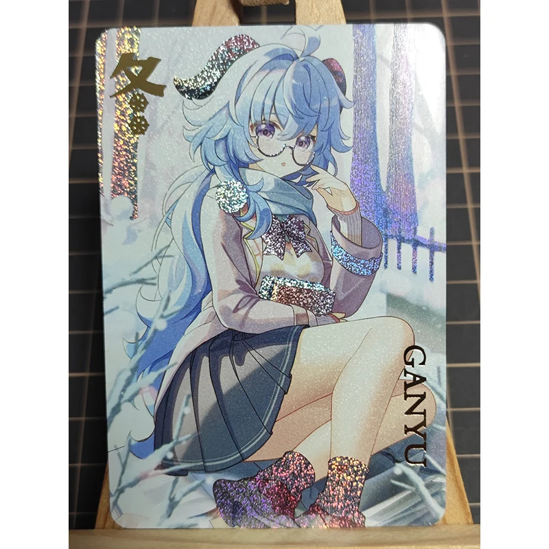 Goddess Story Kamisato Ayaka Ganyu Hu Tao Yoimiya DIY homemade color flash card boy Toy collection Birthday Christmas gift