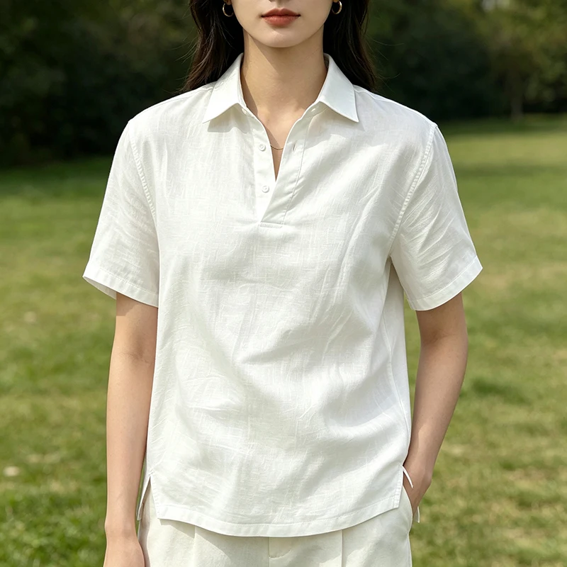 2026 Summer New Style Synthetic Hemp Polo Shirt Jacket Long-Sleeved Shirt for Big Size Hooded Casual Shirt for Students and Teen