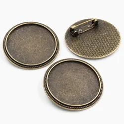 5pcs 30mm Inner Size Antique Bronze Brooch Pin Classic Style Cabochon Base Setting (B6-03)