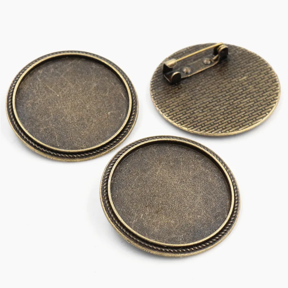 5 sztuk 30mm wewnętrzna rozmiar antyczny brąz broszka Pin klasyczny styl Cabochon ustawienia bazy (B6-03)