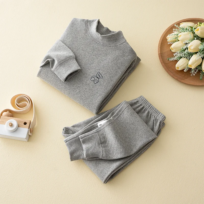 Children's A Set 100% Cotton Thermal Underwear Boys Girls Teenagers Long Wear Junior High School Student Autumn Winter 2-16 Year