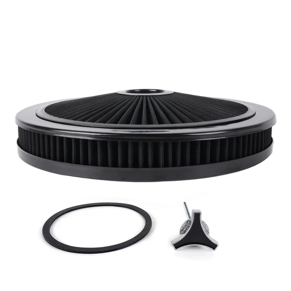 RASTP- Universal Air Cleaner Filter 14" Wide 2" Tall With Super Flow Thru Lid Washable Round 5-1/8-inch Neck Flange OFI178 - Image 5