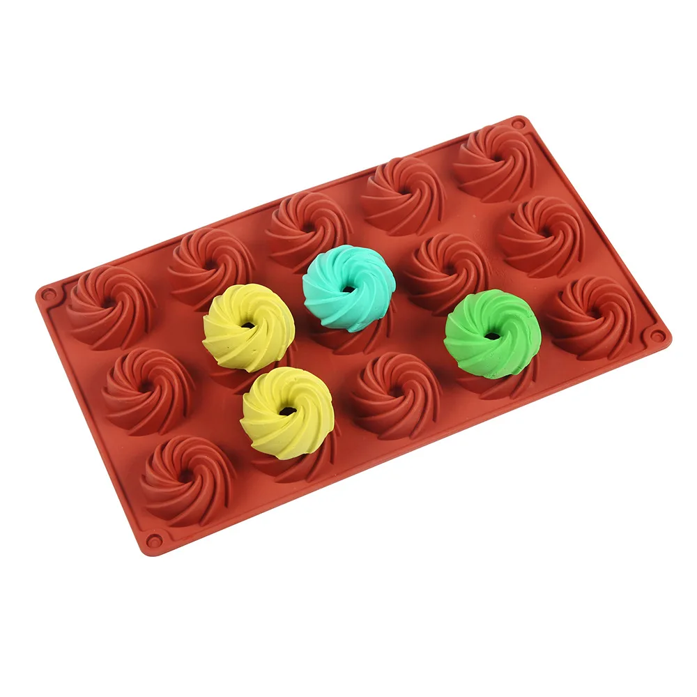 

New Arrival 15 Hole Whirlpool Shape Silicone Cookie Cake Mold Whirlwind Chocolate Mold Jelly Pudding Handmade Soap Baking Tools