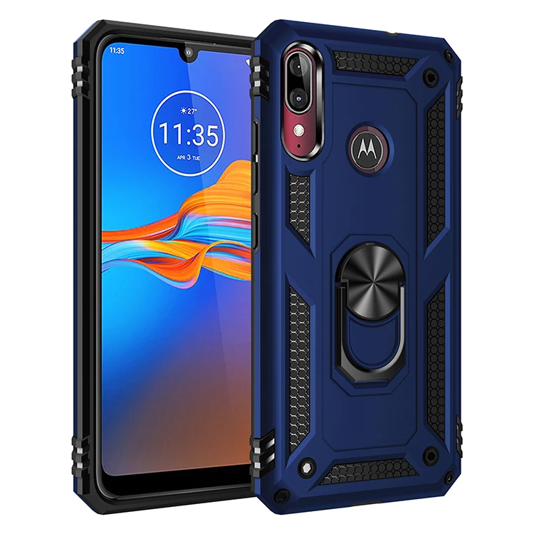 Shockproof Case for Motorola Moto E6 plus E6plus E 6+ 6plus Armor Military Drop Protective Magnet Car Holder Ring Case Cover