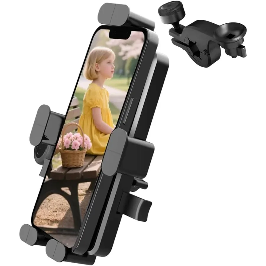 

Secure AntiTheft Bike Phone Mount for Road Bikes Scooters and Strollers with Hidden Airtag Integration Universal Handlebar Moun