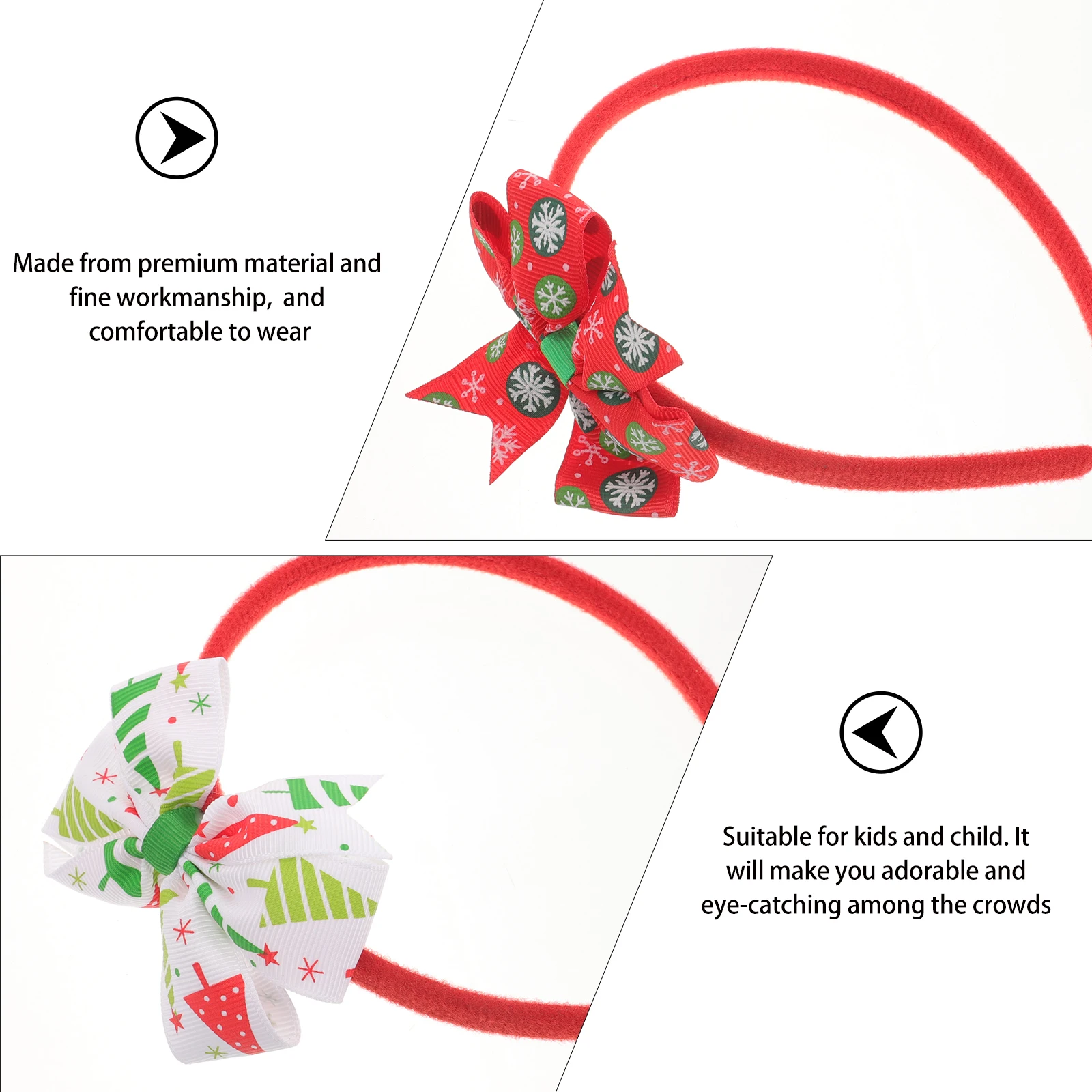 

6pcs Bowknot Hairband Festival Headband Party Decorative Headdress Kids Hair Accessory Xmas Cosplay Costume Lightweight Lovely