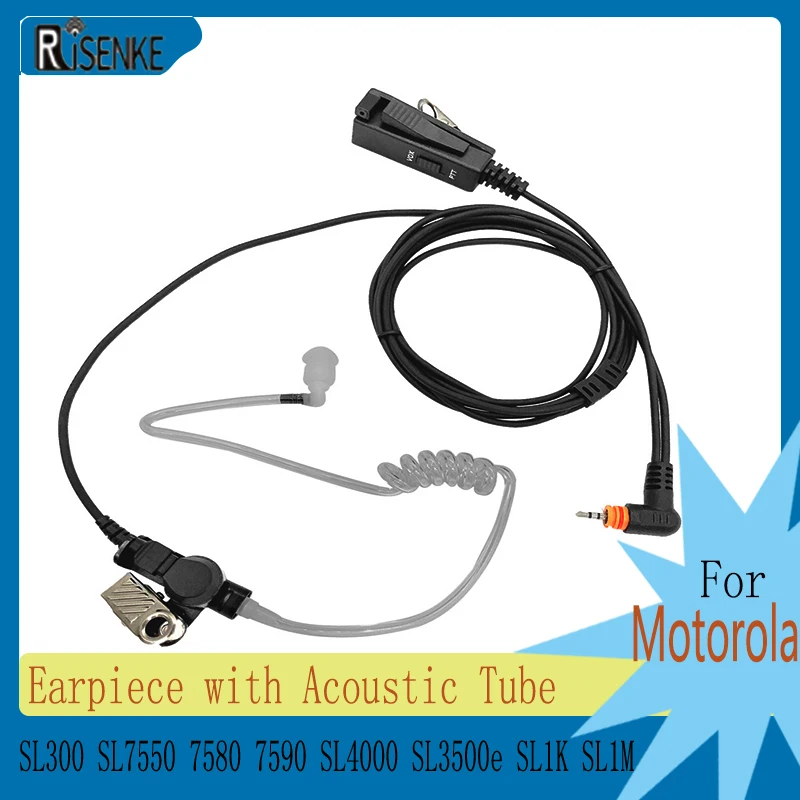 RISENKE-Earpiece Headset for Motorola,Walkie Talkie,2 Way Radio,Acoustic Tube,SL300,SL7550,7580,7590,SL4000, SL3500e, SL1K, SL1M