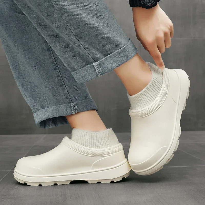 2023 Winter Fur Hotel Kitchen Men Women Non-slip Waterproof Oil-proof Work Cotton Cook Chef Garden Beach Shoes Plus Size 36~45