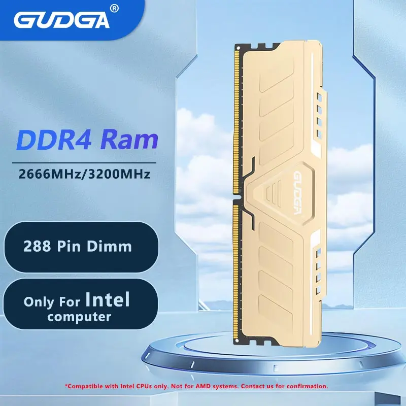 GUDGA Memory Ram DDR4 8GB/16GB/32GB 2666 3200 3600 4000mhz 1.2V/1.35V 288Pin DIMM For Desktop Computer