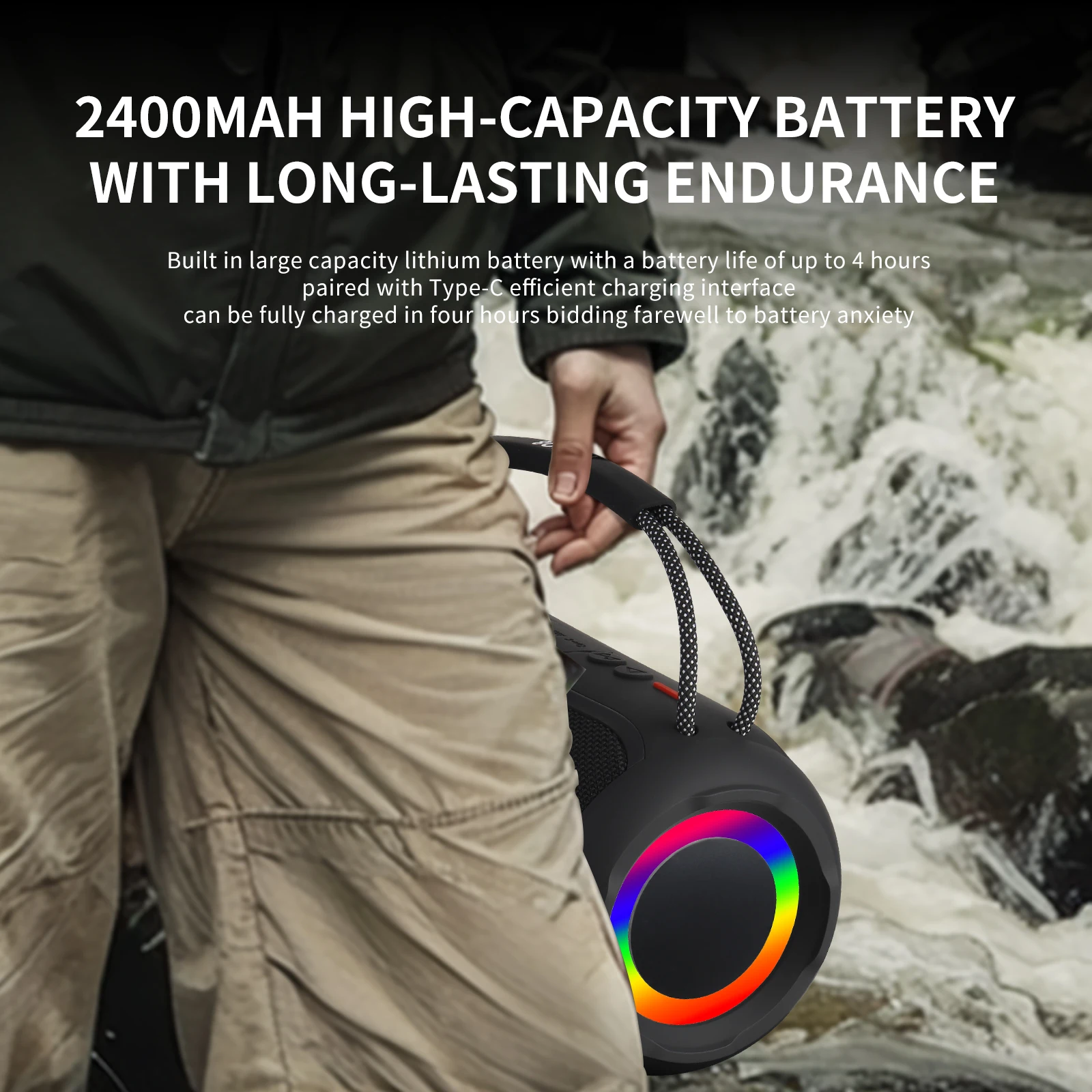 

QUEED New P PRO8 Bluetooth Speaker BOOMBOX 20W High Power Portable RGB Outdoor Bass Subwoofer