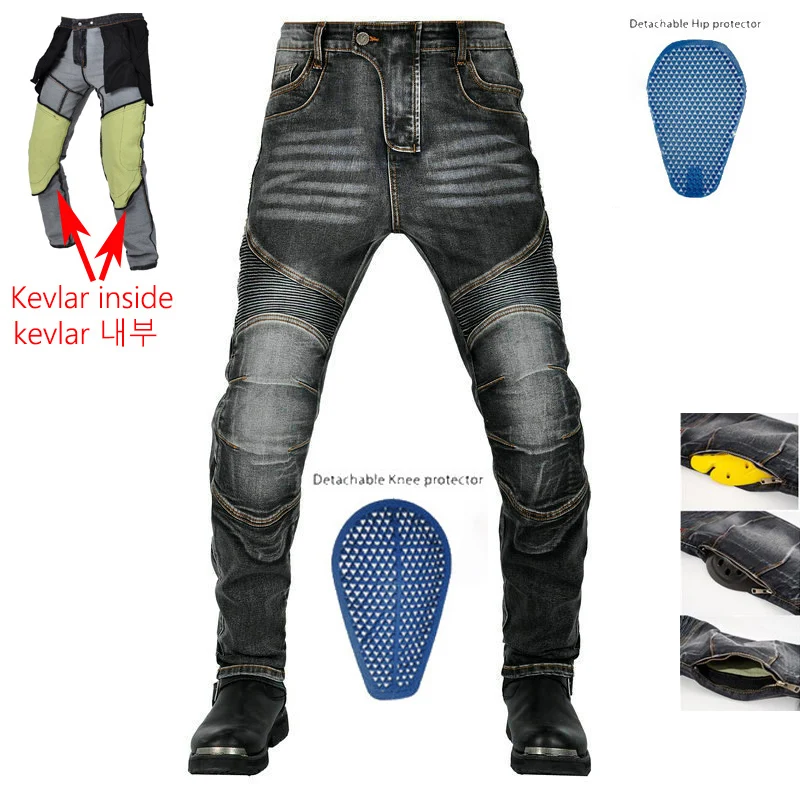 Men Motorcycle Pants Larger Area Aramid Motorcycle Jeans Protective Gear Riding Touring Motorbike Trousers Blue Motocross Jeans