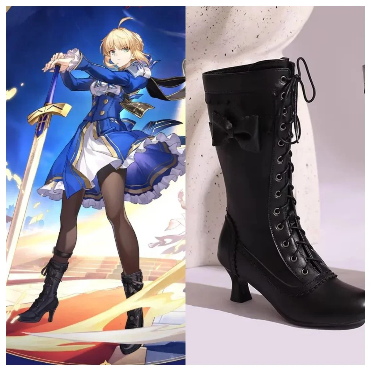 

Fate Honkai: Star Rail Saber Cosplay Shoes Artoria Pendragon Cosplay Shoes PU Leather Boots Halloween Cosplay Prop