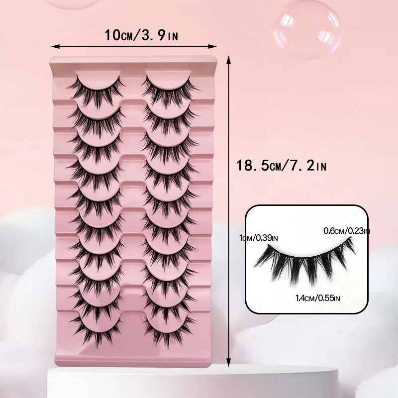 10 Paar bequeme Wimpern für den Alltag, Bühnenauftritt, mehrschichtige schwarze Stiele, natürliche falsche Wimpern, dick und l