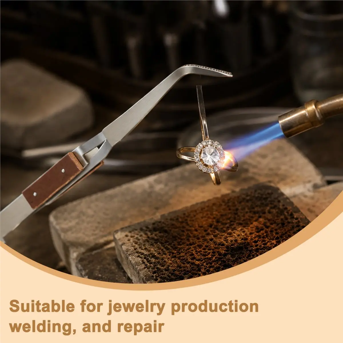 DT38 2 Pcs Soldering Tweezers Set with Base 360° Rotation for Jewelry Making, Welding, Repairing