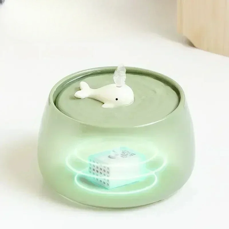 MiFuny 1.3L Cat Automatic Water Feeder Cat Bowl Ceramics Circulating Filter USB Ceramic Dispenser Supplies Mute Cat Accessories