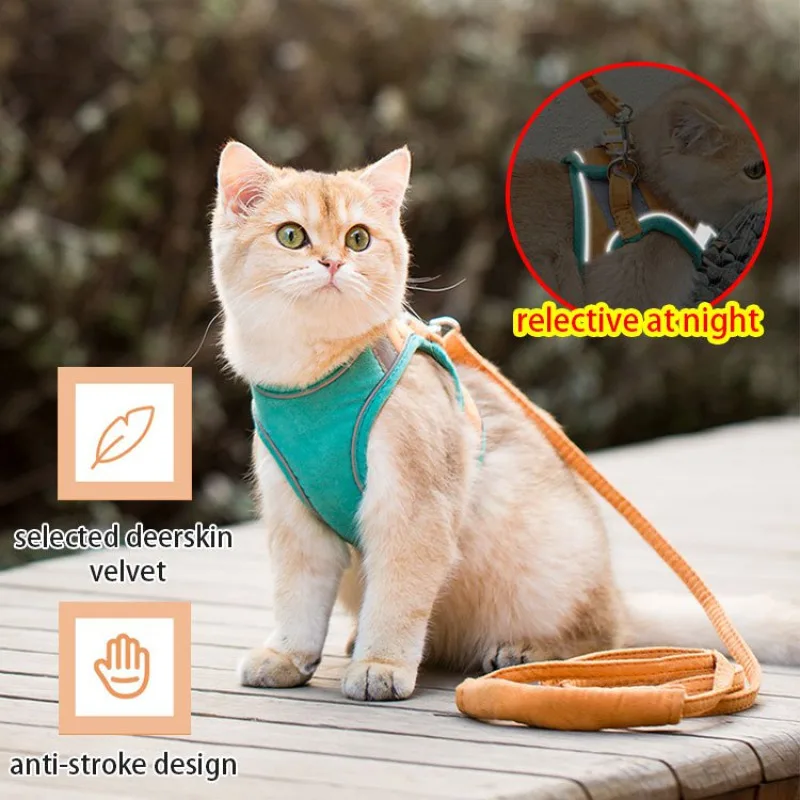 Cat leash vest chest strap to prevent breaking out cute dog leash for walking cats and dogs special rope