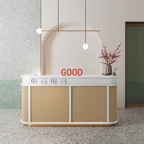 Изогнутый бар в китайском стиле для отеля, магазина одежды, кассира, стол из ротанга, простая йога, салон красоты, приставка