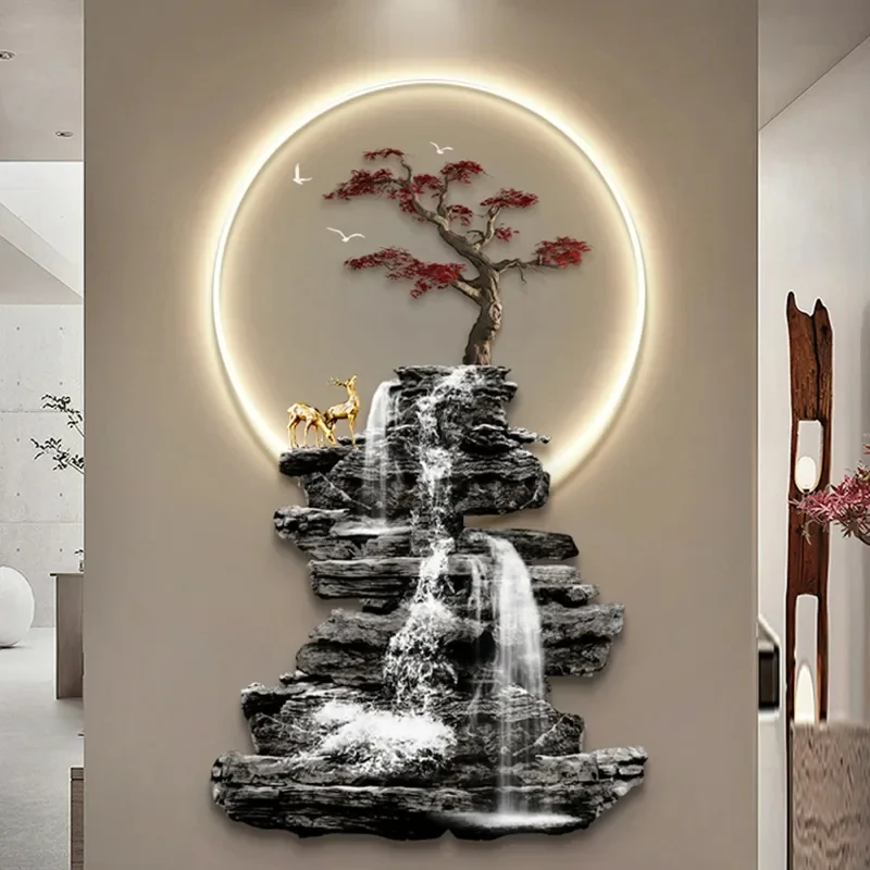 Home Decor Crystal Porcelain Acrylic Painting Hanging Pieces Living Room Decoration Light Circle 3d