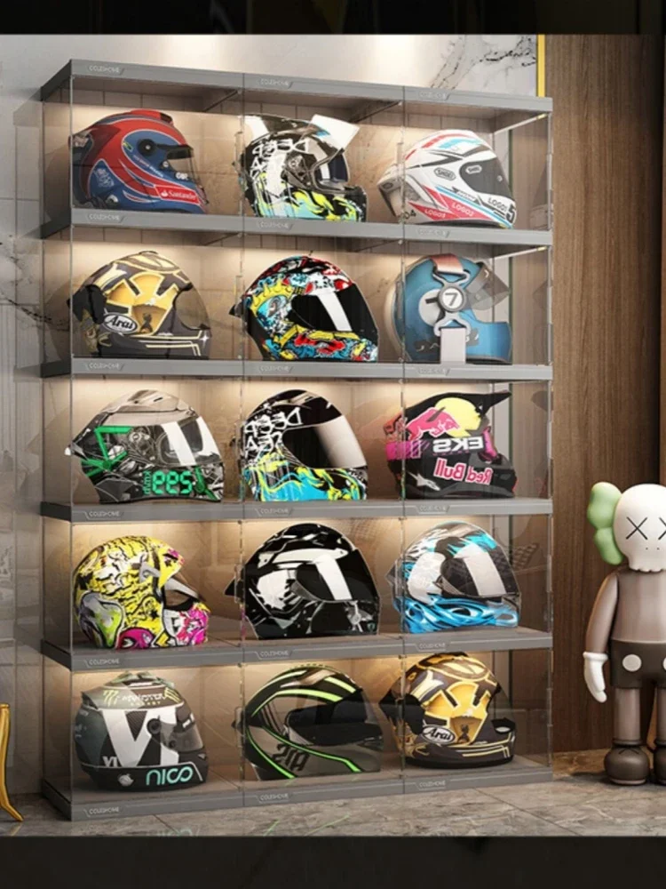 

Helmet Storage Cabinet Motorcycle Hat Organizer Helmet Display Box Motorcycle Equipment Storage Rack Storage Box