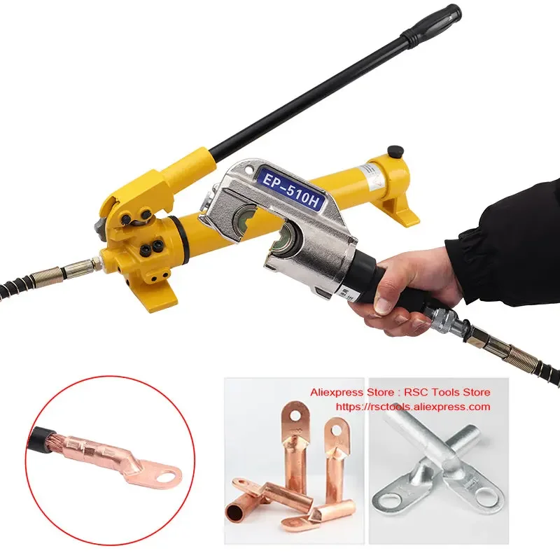 

1Set Hydraulic Crimping Head EP-510H with CP-700 Hand Hydraulic Pump Range 16-400mm² for AL/ Cu Terminal Crimping Tool