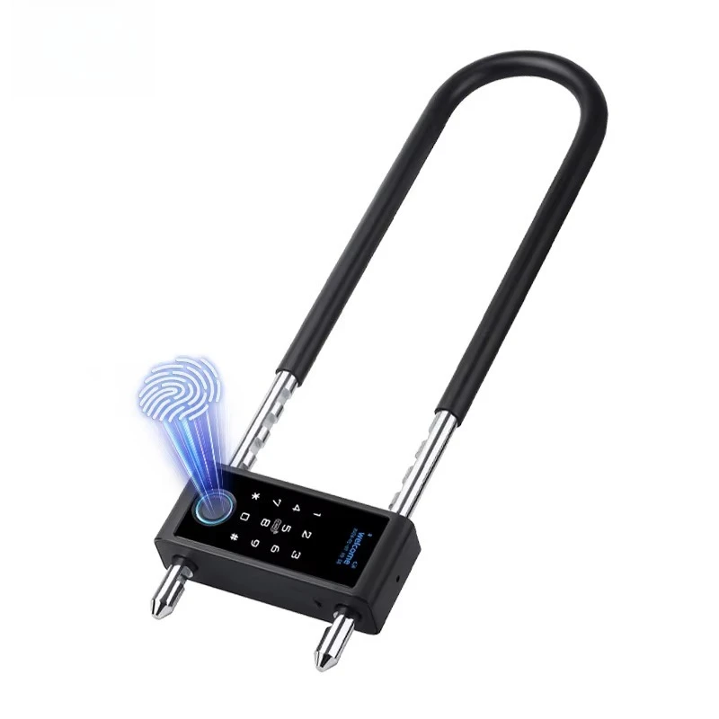 Smart Electronic U-Lock with App Fingerprint & Combination Password Security for Glass Door Tuya Compatible