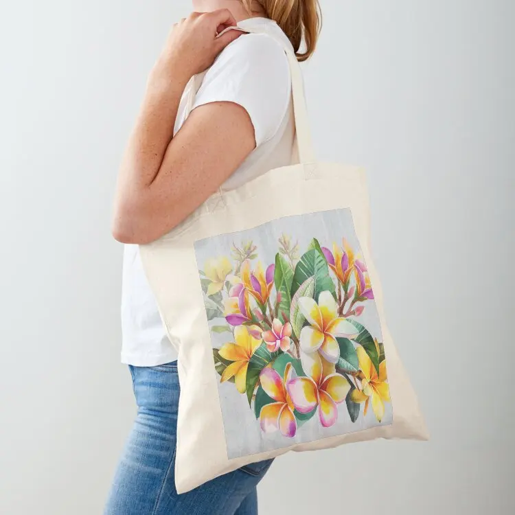 

Colorful Hawaiian Sunrise Plumeria Tote Bag female bag custom bags Canvas Canvas shoulder bag