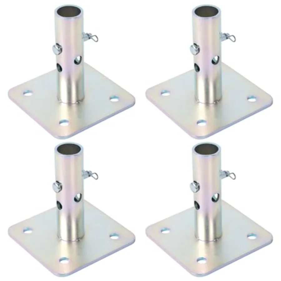 Galvanized Scaffold Base Plates 5 in x 5 in x 1-3/8 in OD, Silver 4 Pack