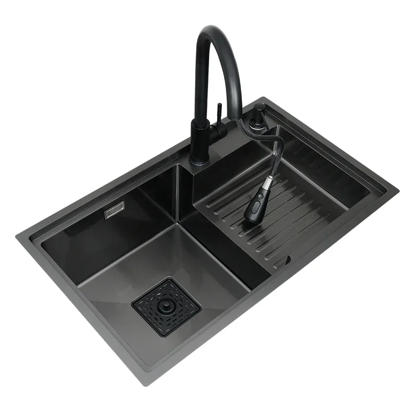 

The new listing modern design stainless steel single bowl with drainage board kitchen sink luxury kitchen sink