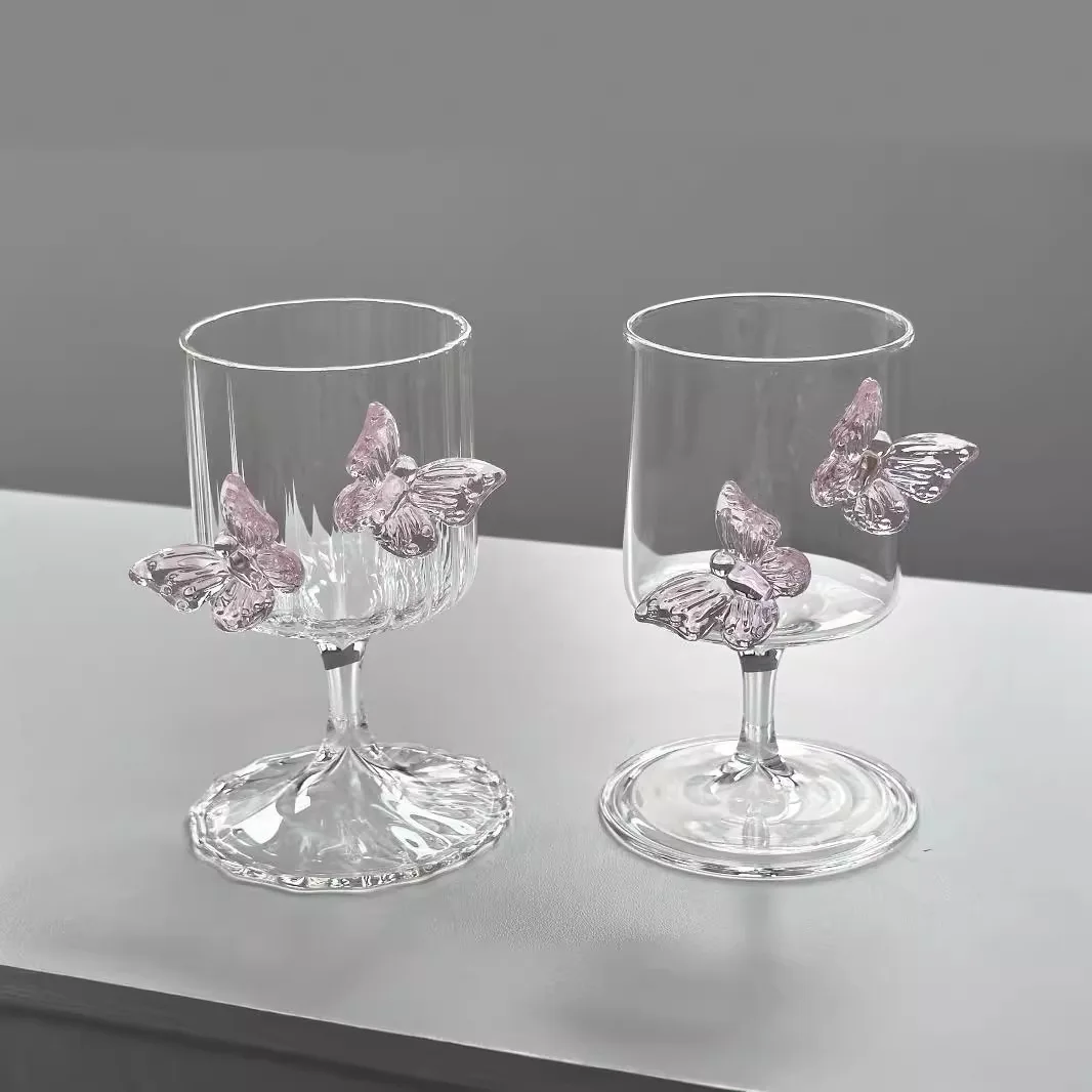 Butterfly Glass High Beauty Designer High Footed Glass Ins Butterfly Water Glass Champagne Party Accessories Home Decoration