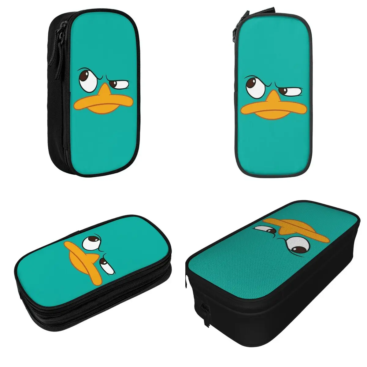 Fun Perry The Platypus Cartoon Face Pencil Cases Pencil Box Pen Holder for Student Bags School Supplies Gifts Stationery