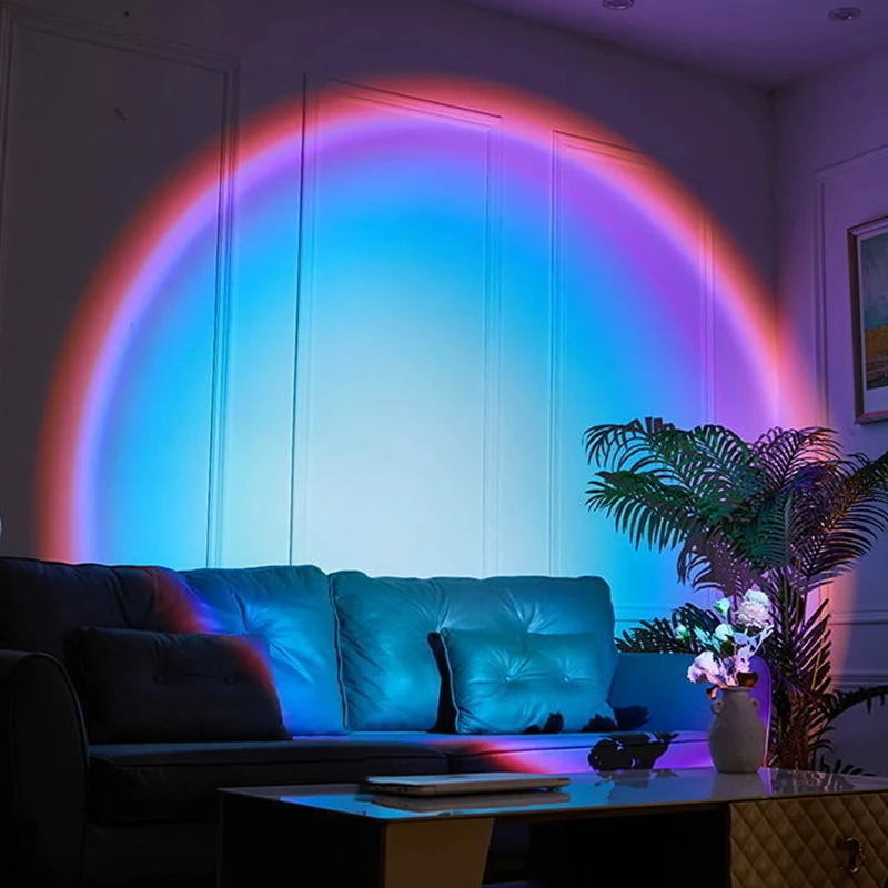Lámpara de Proyección Arcoíris, Lámpara Decorativa USB con Atmósfera de Atardecer, Giratoria Multiángulo, Adecuada para Sala de Estar y Dormitorio
