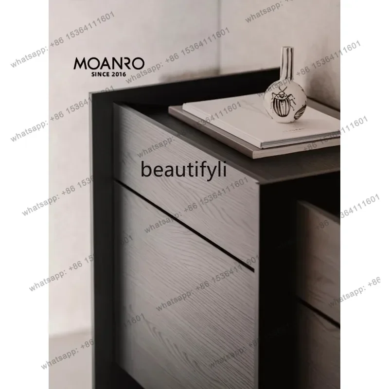 Medieval chest cabinet solid wood minimalist side cabinet log living room entrance combination storage cabinet