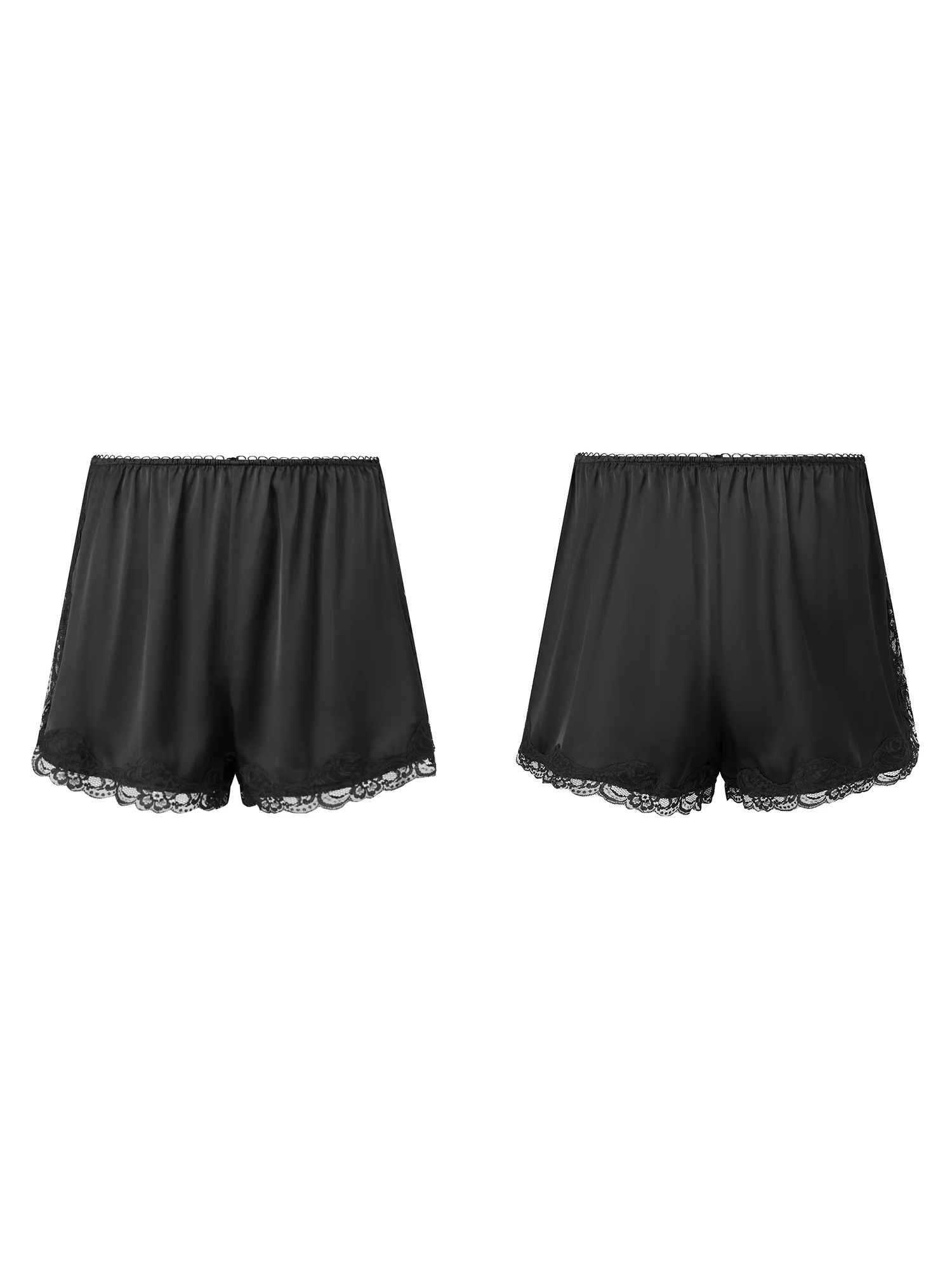 Elegante pigiama da donna con bordi in pizzo e comoda cintura elastica per rilassarsi a casa o rilassarsi in stile