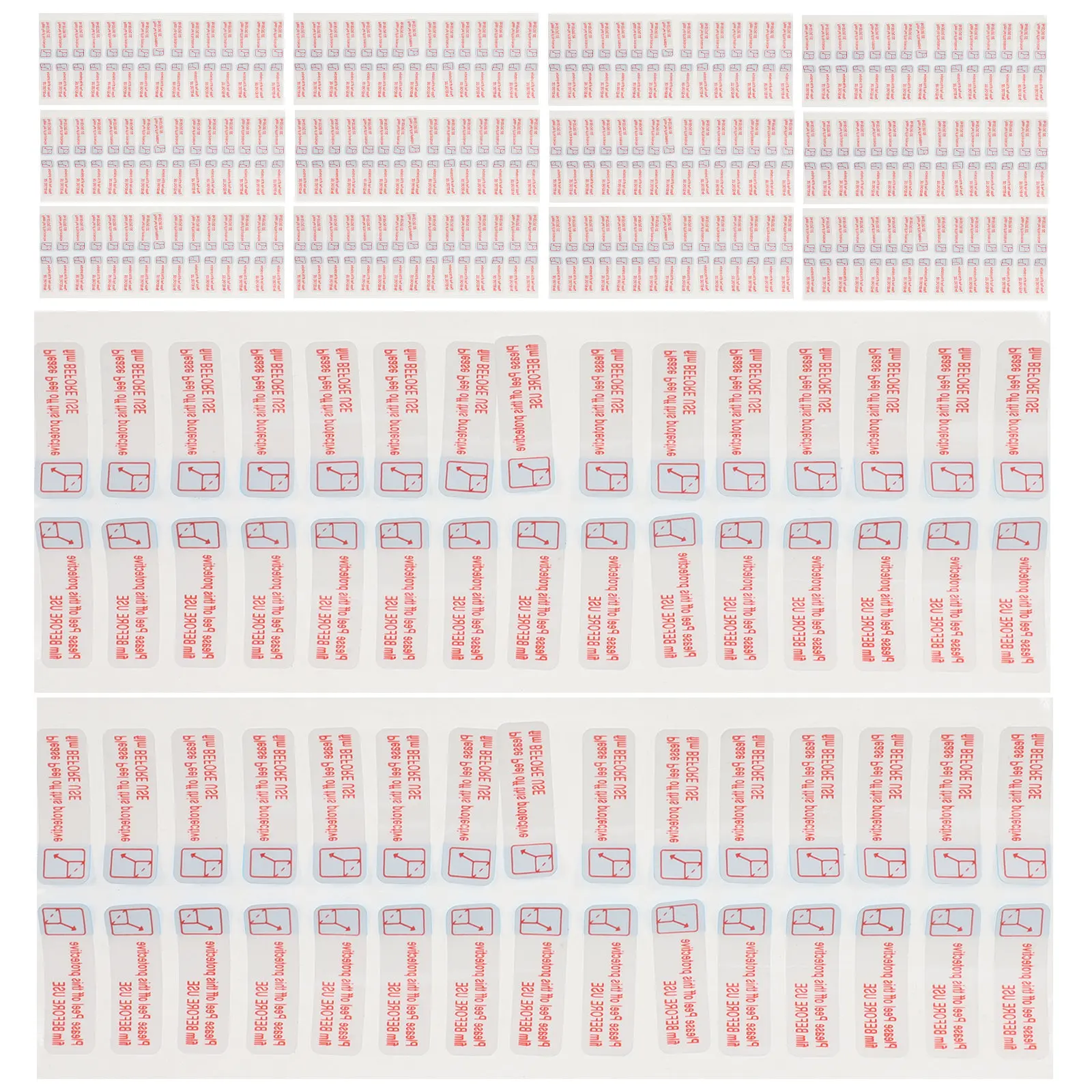3000Pcs Steel Tempered Glass Screen Protector Removal Guide Labels PP Synthetic Paper Waterproof Oil Resistant Self Adhesive