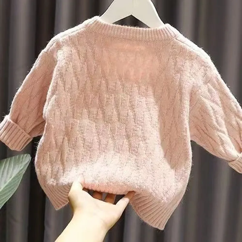 Kids Girls Sweater Girls Baby Super Cute 3D Pocket Rabbit Girls Baby Spring Clothing New Texture Knitted Cardigan Coat