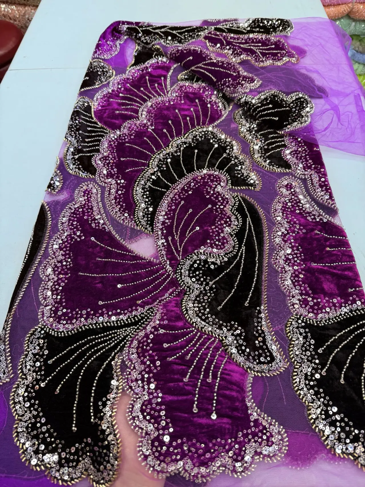 Sewing Velvet Fabric - Luxury Sequins Beaded Tulle Lace 5
