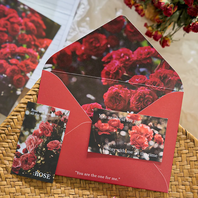 8pcs Envelopes Set with Letter Pads Romantic Flower Message Writing Paper Wedding Party Invitation Card Cover Letter Gift Wrap - Image 5
