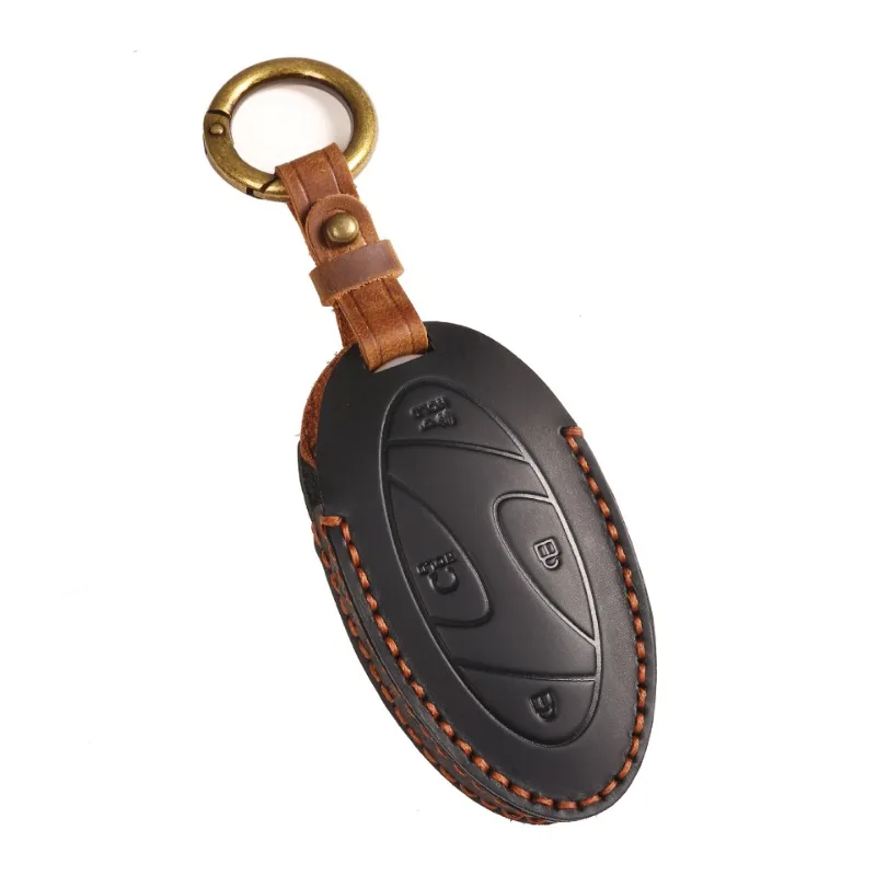 5 7 Buttons Leather Car Key Case Cover For Hyundai Kona Ev Grandeur GN7 IONIQ 6 2023 2024 Remote Key Protect Shell