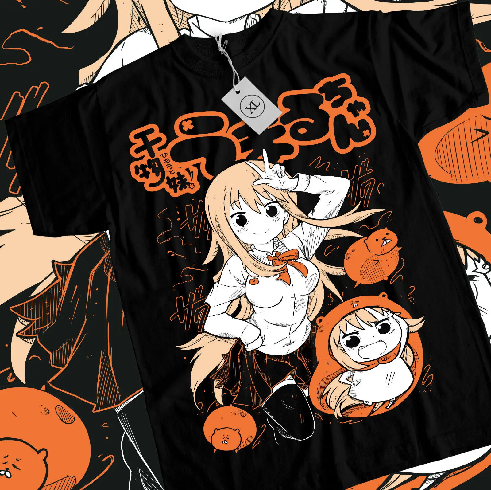 Himouto! Umaru-Chan T-shirt Sankakuhead Cute Anime Girl Black Sirt All Size