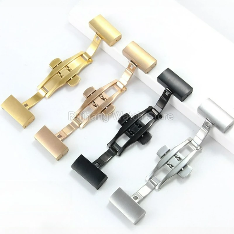 Excellent Stainless Steel Watchband Buckle Double Press Butterfly Buckle Frosted Folding Buckle 18 20mm Watch Strap Accessories