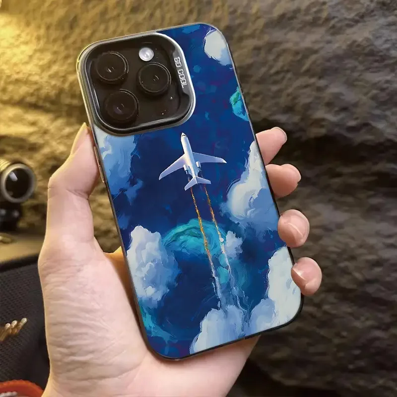 

Plane pierces through the clouds phonecase for iPhone 17 16 15 14 13 12 11 Pro/ Max/Plus shock-proof rear cover anti-fingerprint