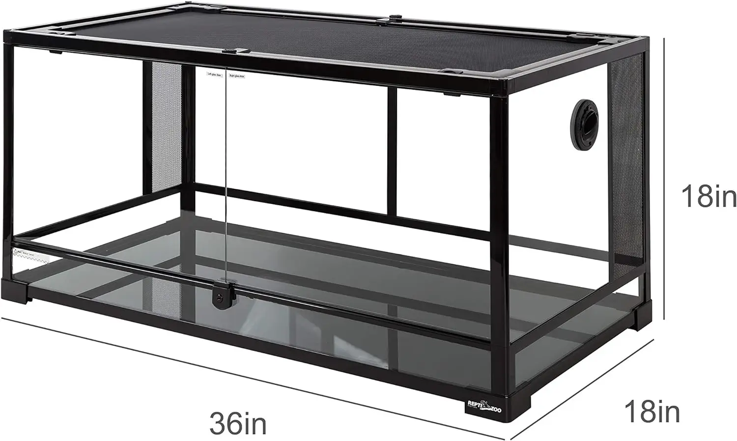 50 Gallon Reptile Glass Tank Terrarium 2 in 1 Side Meshes and Side Glasses Double Hinge Door