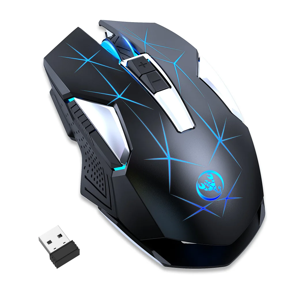 T300 2.4g wireless gaming mouse built in 600mah battery 7 keys colorful glow 2400dpi type c rechargeable ergonomic computer mice