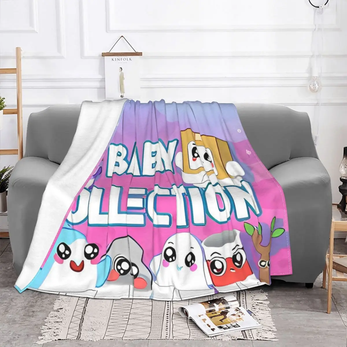 L-Lankybox Baby Cartoon Velvet Throw Blanket Rockys Foxy Boxy Blanket for Bed Office Warm Bedroom Quilt