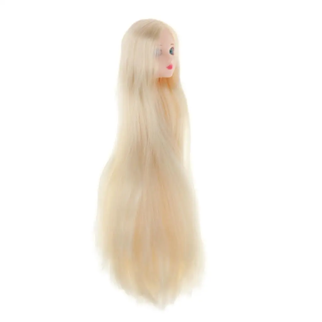 1 6 Doll Head Female Makeup Face ABS Head with Wig Ball Jointed Replacement for DIY Craft
