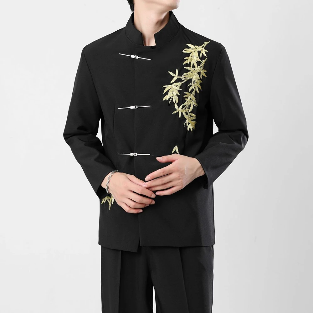 2026 Winter New Men's Long-Sleeved Suit Jacket Chinese Retro Fashion Trendy High Street Casual Loose Simple Niche Men's Top